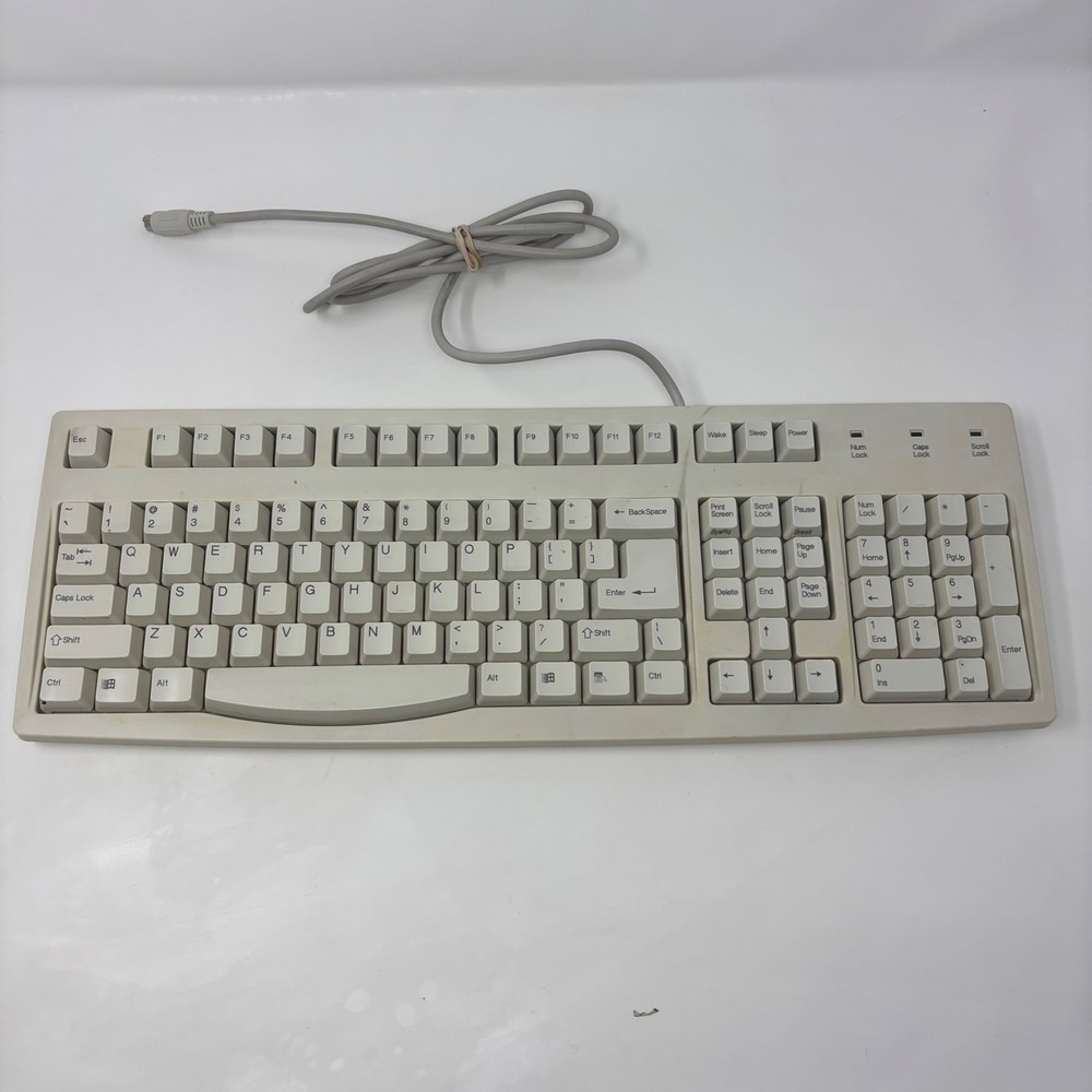 Vintage Ortek Technology MCK-600W Enhanced Keyboard PS/2 Beige Mechanical Tested